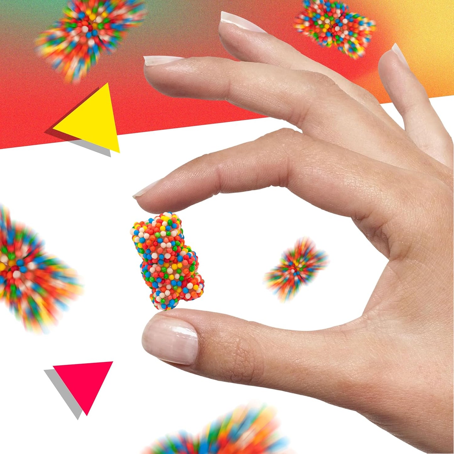 Rainbow Nonpareils Bears Gummy Candy | 2 Pound Bag | Soft and Crunchy Snack