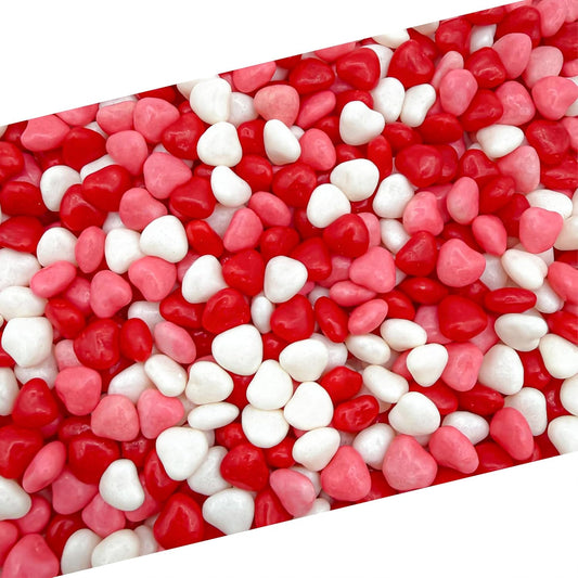 Strawberry Hearts Candy | 12 Ounce Bag | White, Pink & Red Candy Hearts for Dessert Topping, Buffets and Gifting | Strawberry Hard Candies | Old Fashioned Treat