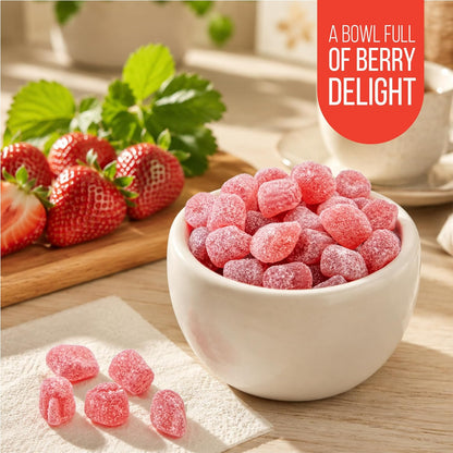 Sour Fruit Jelly Candy, Strawberry Flavored, Dye Free Candy, 12 Oz Jar | Naturally Flavored Vegan Candy, Made with Real Fruit Purees