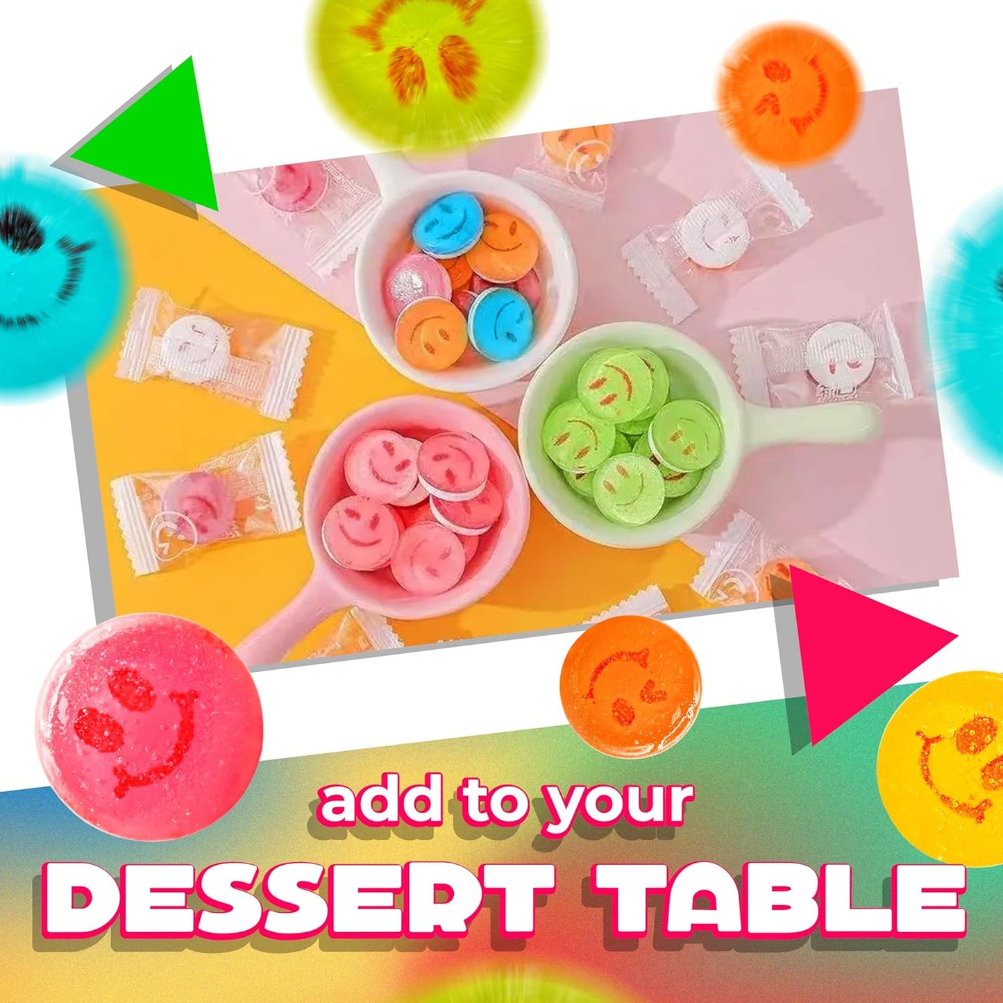 Happy Face Candy | 1 Lb Bag | Hard Candy Individually Wrapped | Assorted Fruit Flavors | Sweet & Sour Candies for Goodie Bags, Party Favors & Office Bowls