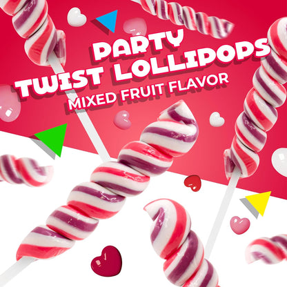 Swirl Lollipops | 30 Count Jar | Mixed Fruit Flavor | Easter Candy | Pink Lollipops Individually Wrapped | Twisty Suckers Party Favor Candy for Girls' Themed Events | Pink Candy