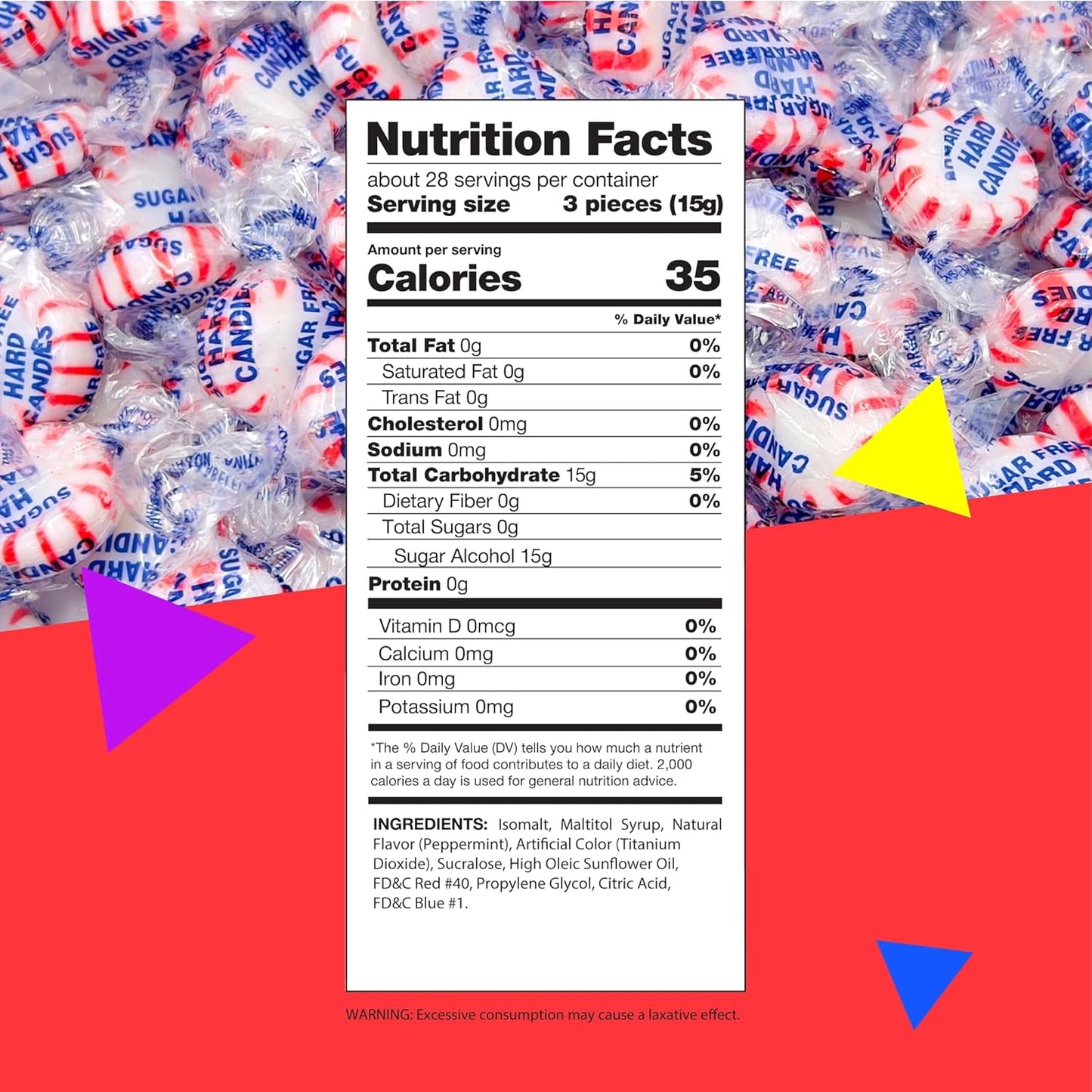 Sugar Free Peppermint Starlight Mints | 1 Pound Bag | Individually Wrapped Hard Candy | Old Fashioned Candy | Approx. 90 Count