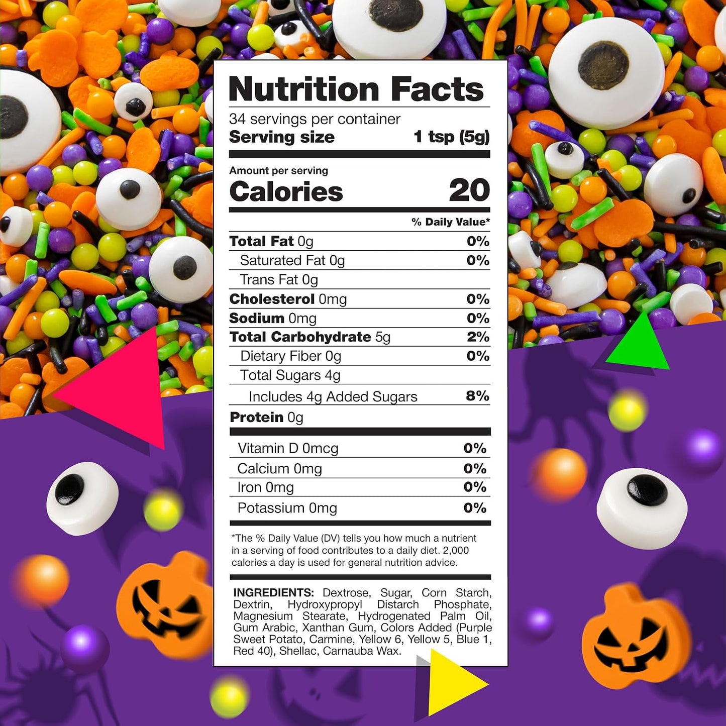 Halloween Sprinkles Mix for Cake Decorating and Baking, 6 Oz Bag