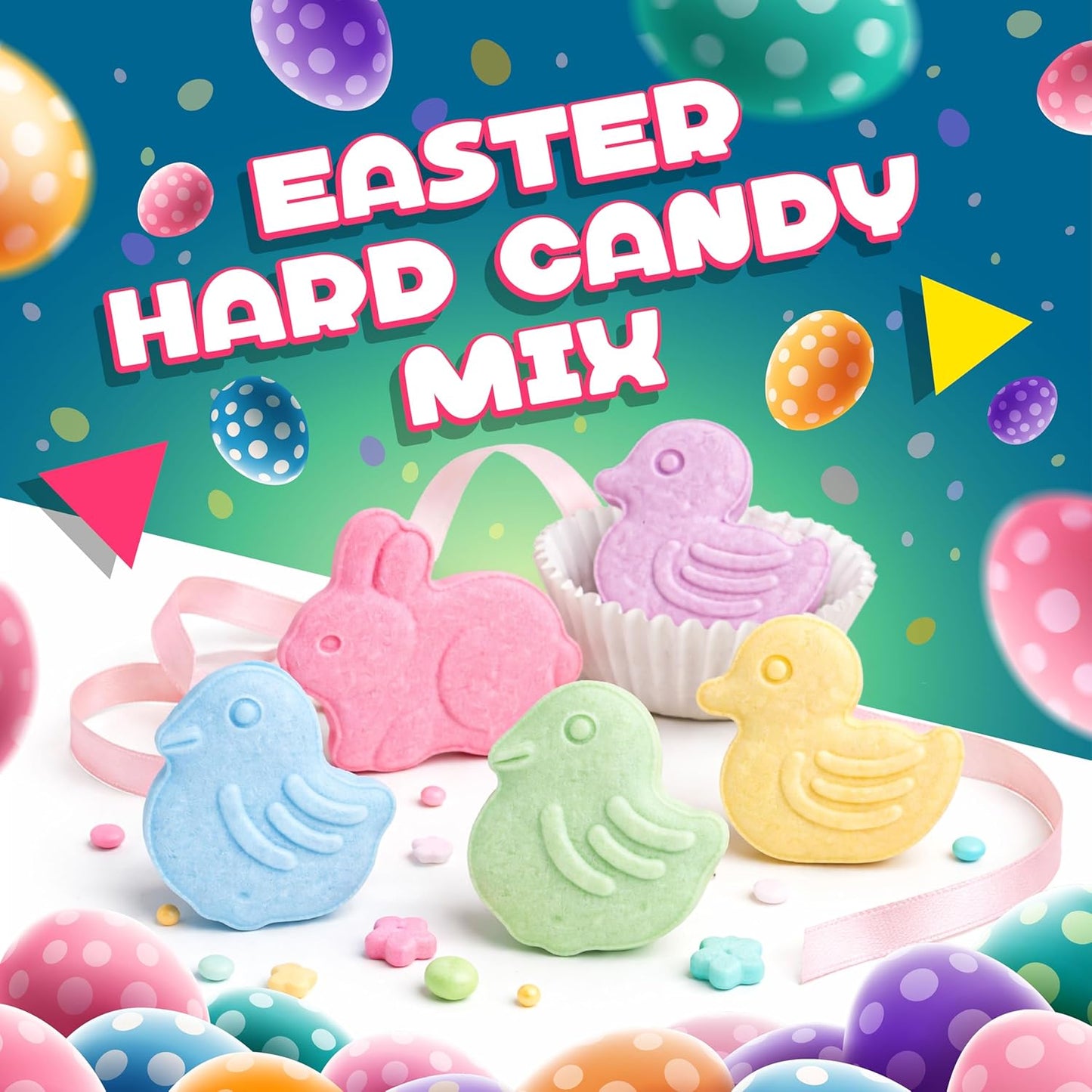 Easter Candy | 1 Pound Bag | Ducks, Chicks and Bunnies Candy for Easter Eggs and Baskets | Fruit Flavored Hard Candies for Gifting and Dessert Decorating
