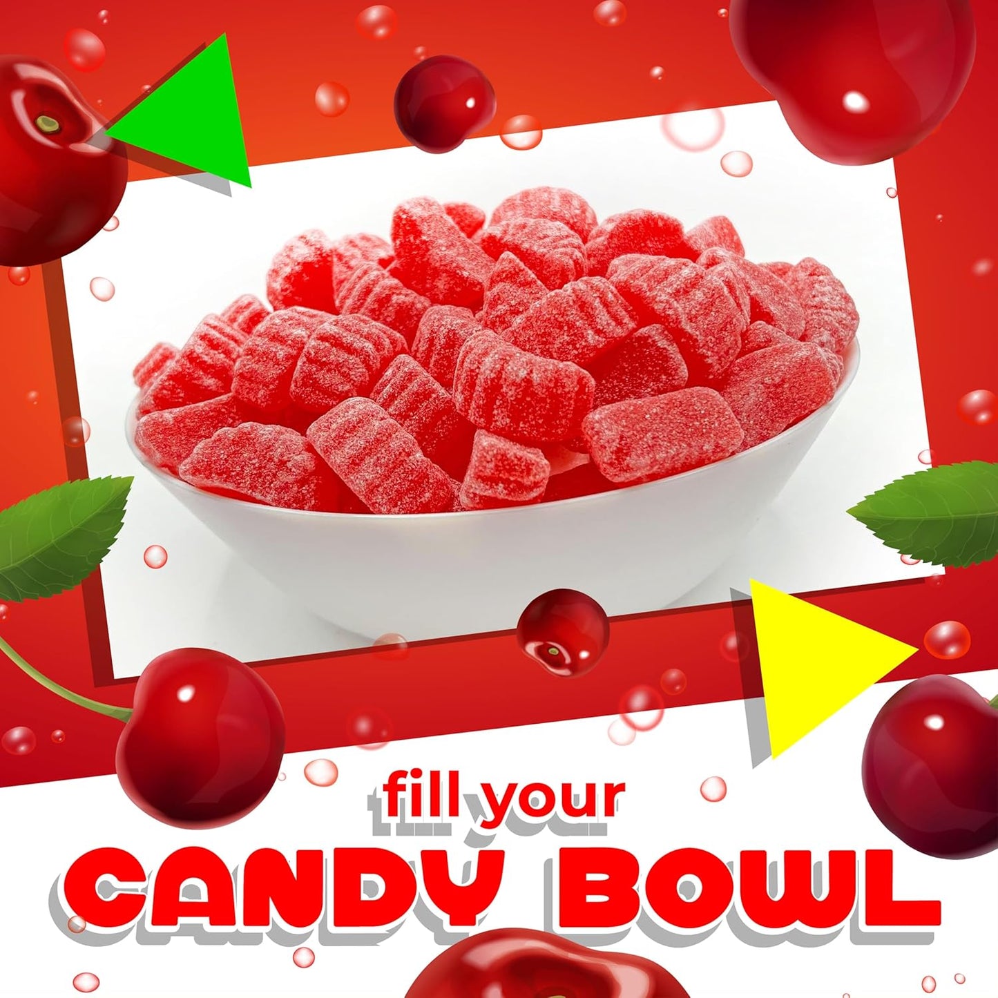 Cherry Slices Candy | 2 Pound Bag | Sugar Dusted Classic Jelly Fruit Slices | Bulk Chewy Candy for Buffets, Party Favors, Events, and Everyday Snacking