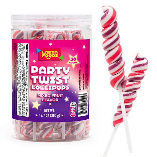 Swirl Lollipops | 30 Count Jar | Mixed Fruit Flavor | Easter Candy | Pink Lollipops Individually Wrapped | Twisty Suckers Party Favor Candy for Girls' Themed Events | Pink Candy