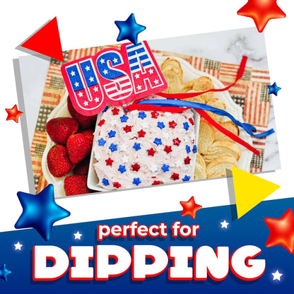 Red White and Blue Sprinkles | 6 Ounce Bag | Patriotic Stars Sprinkles for 4th of July Desserts, Cupcakes, Ice Cream, Cookies, and Independence Day Decorations