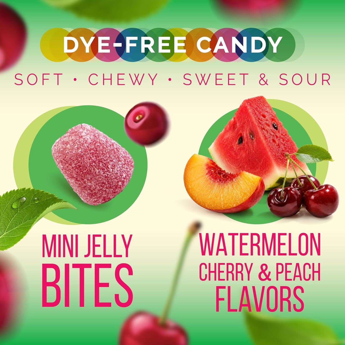 Sour Fruit Jellies, Cherry Watermelon Peach, 12 oz Jar