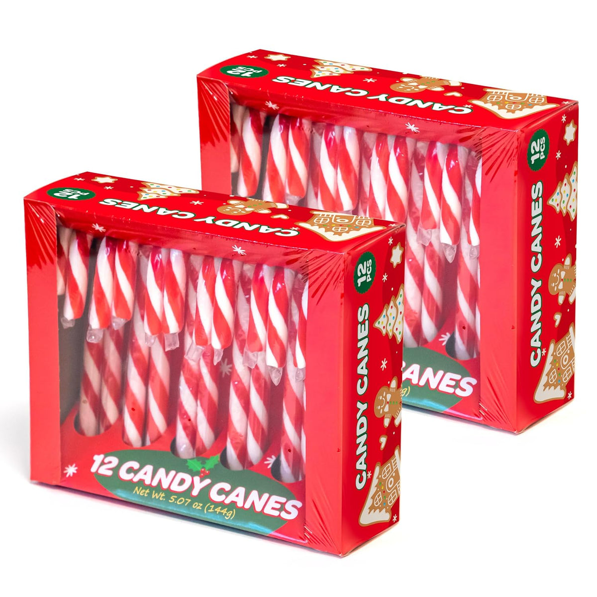 Christmas Candy Canes, Peppermint Flavor, 12 Count - Pack of 2