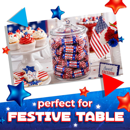 Patriotic Candy | 1 Pound Bag | Chocolate Flavored Caramels | Red White and Blue Candy for 4th of July Celebrations | Individually Wrapped Soft Taffies