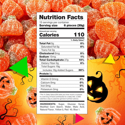 Pumpkin Jelly Candy, Orange Flavor, 1 lb Bag