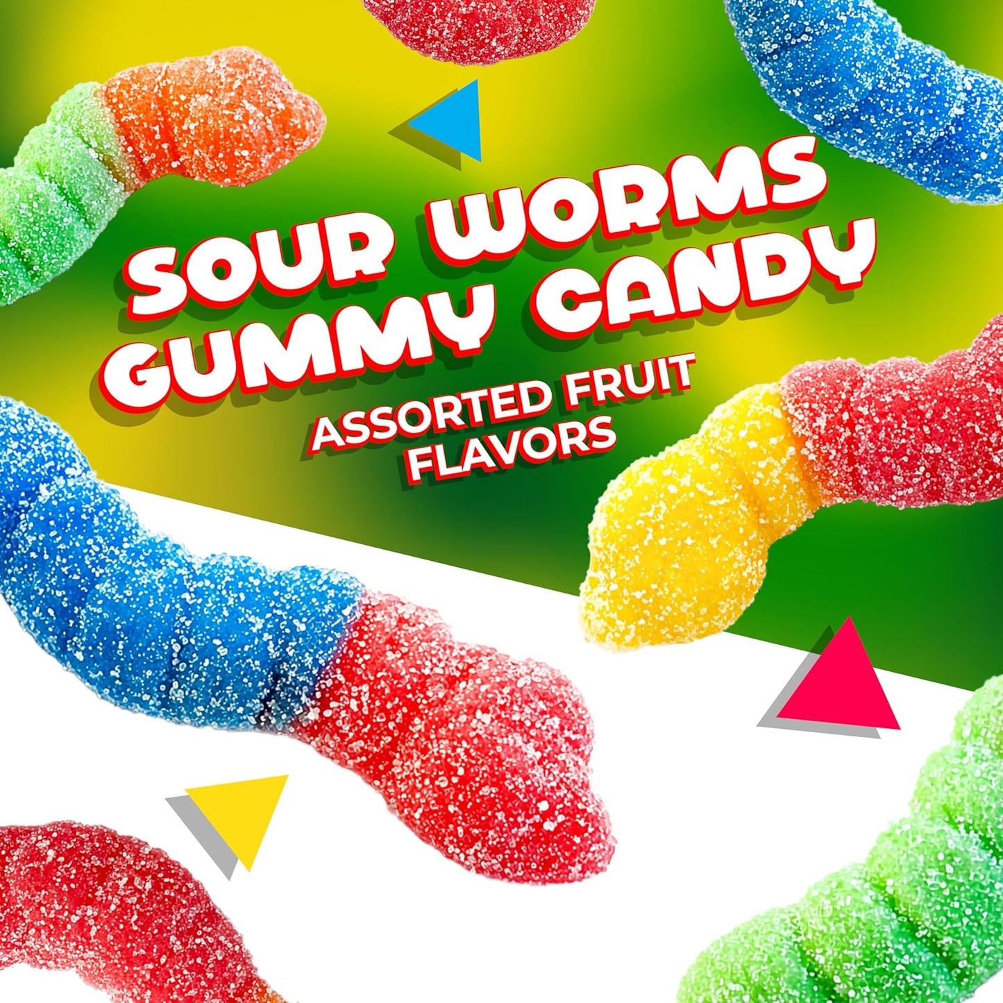 Sour Gummy Worms Candy, Fruit Flavored Sour Gummies, 1 Lb Bag | Chewy Candy for Goodie Bags, Classic Gummy Candy