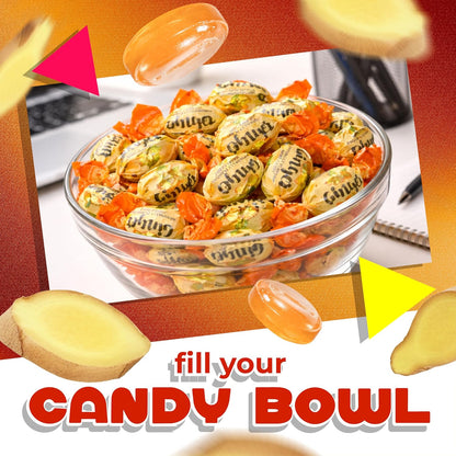 Ginger Candy | 1 Pound Bag | Old Fashioned Hard Candy Individually Wrapped | Naturally Flavored Ginger Candies for Office Bowls, Gifting & Favors | Intense Flavor