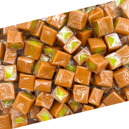 Caramel Cubes Candy | 1 Pound Bag - Approx. 75 Count | Green Apple Filling | Individually Wrapped