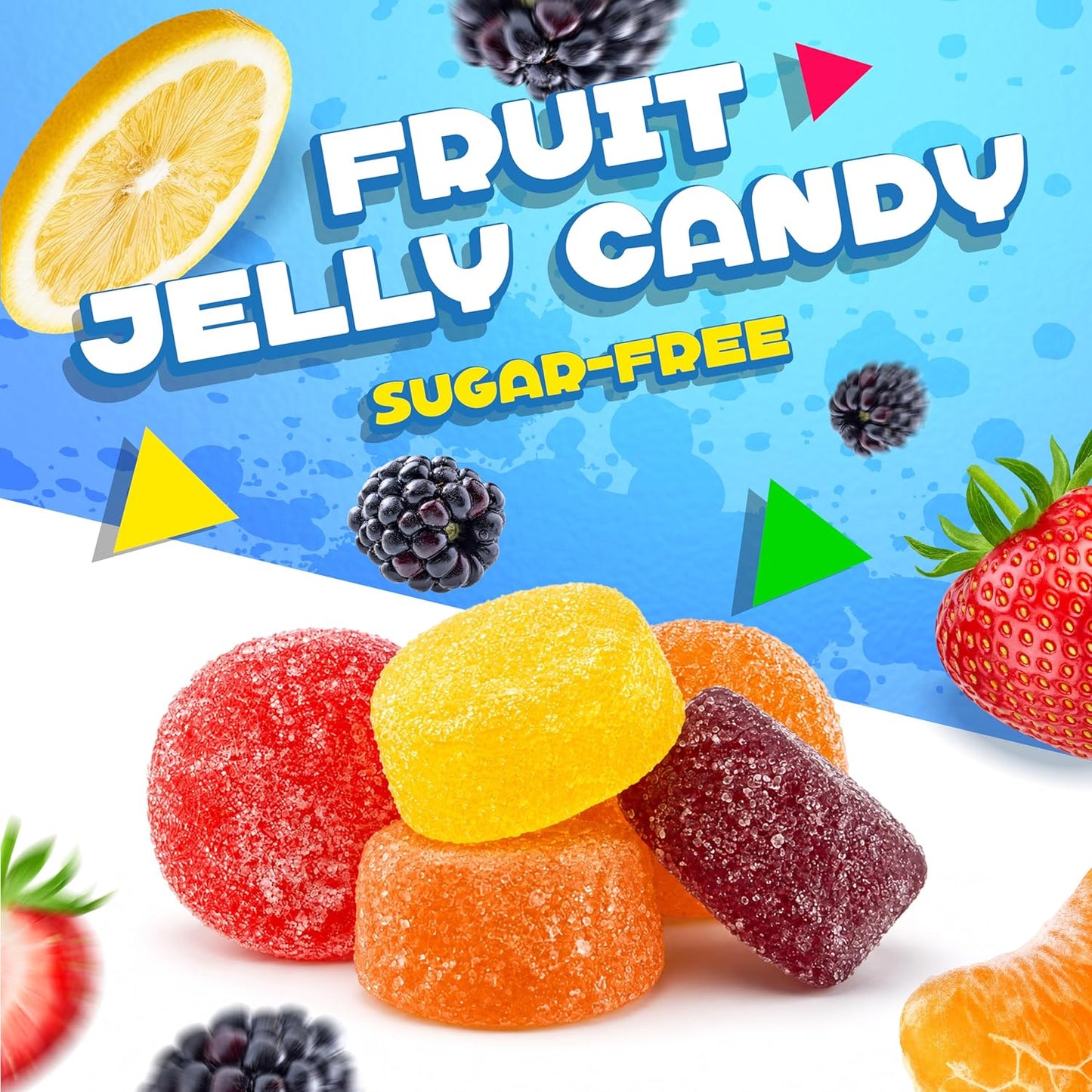 Bonelle Italian Sugar Free Fruit Jelly Candy | 1 Pound Bag | Individually Wrapped Vegan Dye Free Candy | Naturally Flavored Sugar Free Jellies | Assorted Flavors