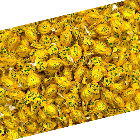 Italian Lemon Candy from Italy | 1 Pound Bag | Approx. 75 Count | Gocce Limoni Di Sicilia | Individually Wrapped Filled Lemon Drops Hard Candy | Citrus Candies