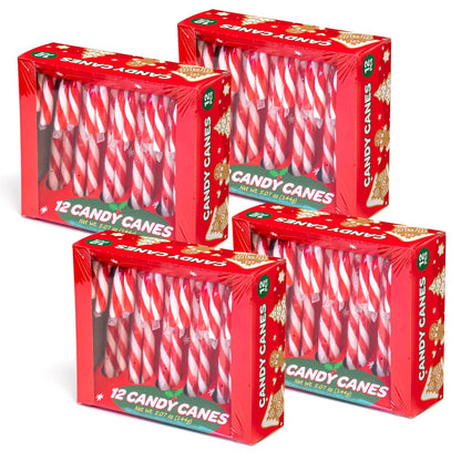 Christmas Candy Canes, Peppermint Flavor, 12 Count - Pack of 4