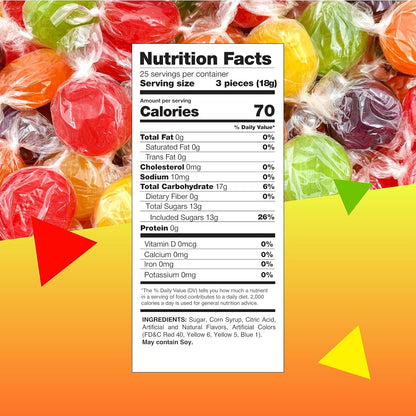 Assorted Fruit Hard Candy | 1 Pound Bag - 70 Count | Assorted Hard Candy Individually Wrapped | Old Fashioned Candies | Fruit Flavored Hostess Mix