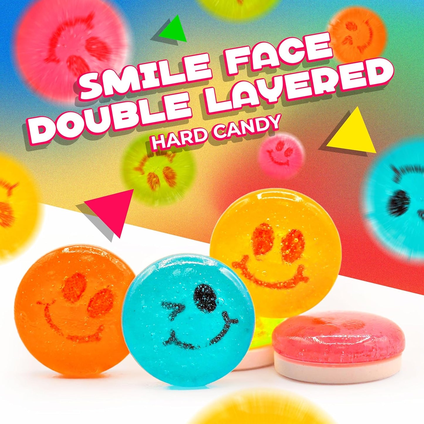Happy Face Candy | 1 Lb Bag | Hard Candy Individually Wrapped | Assorted Fruit Flavors | Sweet & Sour Candies for Goodie Bags, Party Favors & Office Bowls