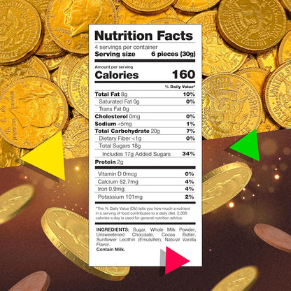 Gold Chocolate Coins | 25 Count | Individually Wrapped Chocolate Coins | Gold Candy for Holiday Treats, Buffets, Pirate Treasure, Goodie Bags & Festive Celebrations