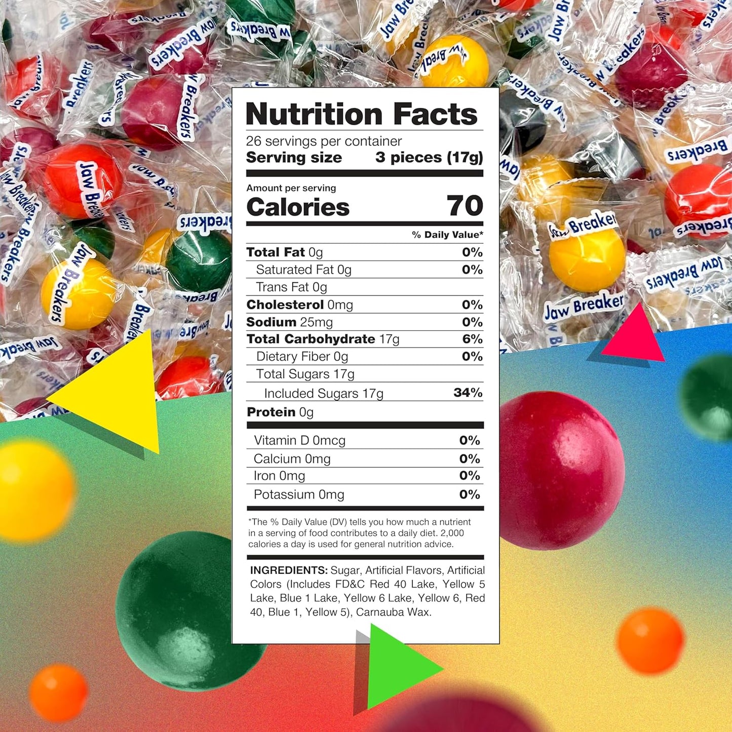 Jawbreakers Hard Candy | 1 Pound Bag - Approx. 75 Count | Fruit Flavored Assortment