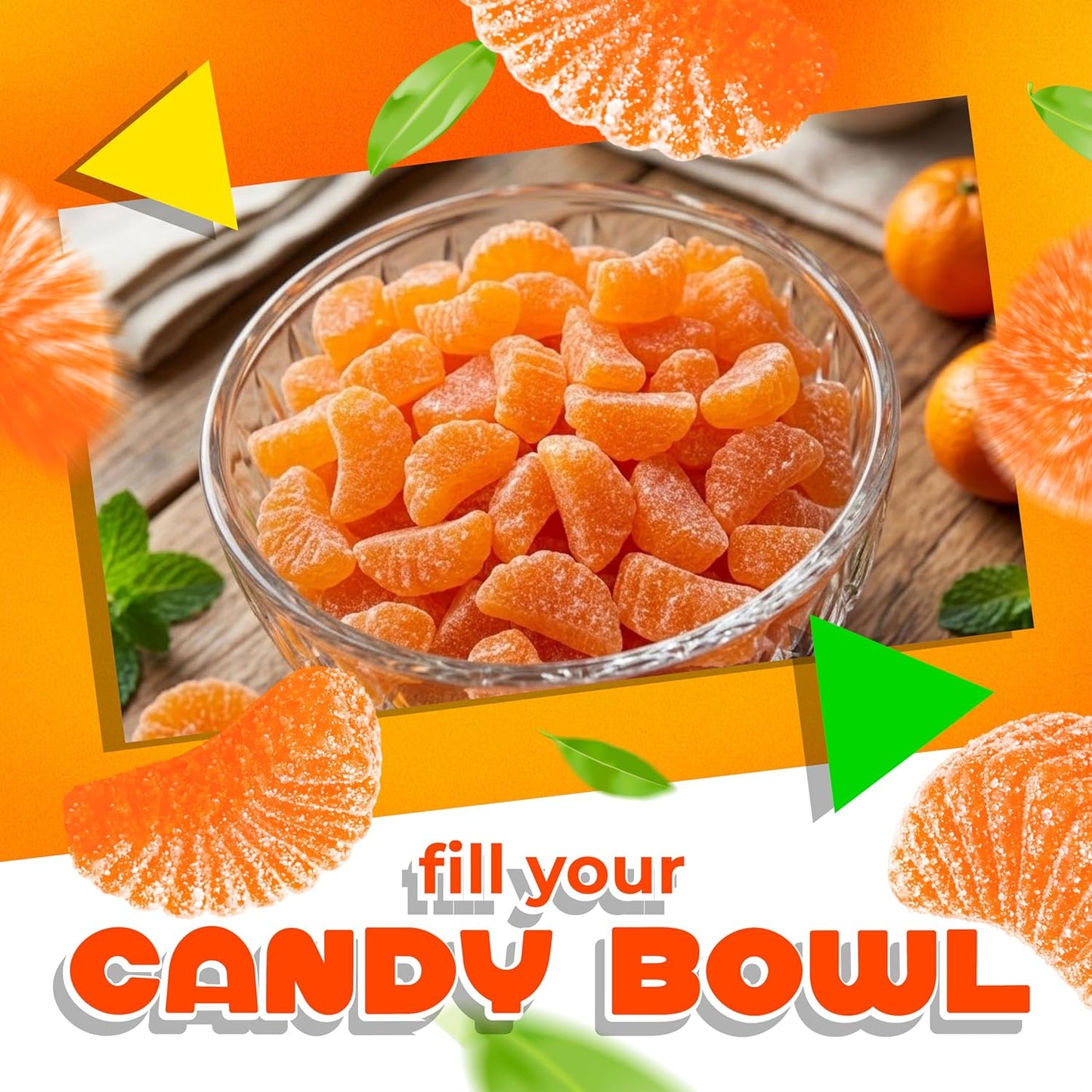 Orange Slices Jelly Candy | 2 Lb Bag | Dye Free Candy | Naturally Flavored Bulk Chewy Candy for Buffets, Events & Everyday Snacking | Gelatin Free Fruit Slices