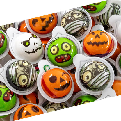 Halloween Candy, Gummy Balls, Trick or Treat Candy, 30 Count Jar | Orange & Green Apple Jelly Filled Gummy Candy, Spooky Treats
