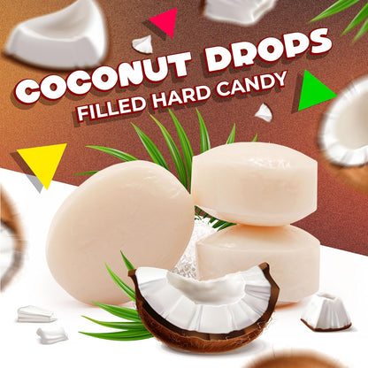 Coconut Candy | 1 Pound Bag - 90 Count | Hard Candy Individually Wrapped | Creamy Filling | Tropical Treat for Snacking, Office Bowls, Gifting & Buffets