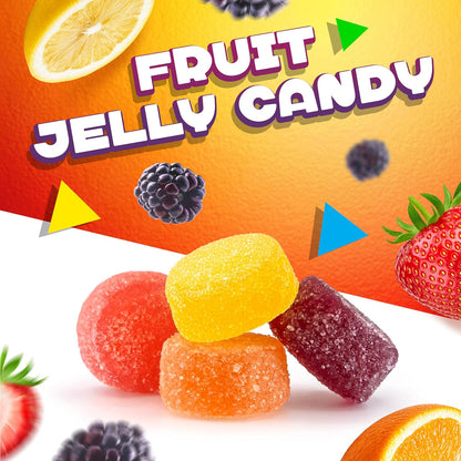 Bonelle Italian Fruit Jelly Candy | 1 Pound Bag | Vegan Dye Free Candy Individually Wrapped | Lemon, Strawberry, Orange, Blackberry | Naturally Flavored