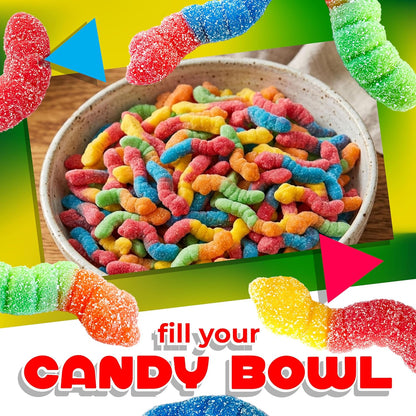 Sour Gummy Worms Candy, Fruit Flavored Sour Gummies, 1 Lb Bag | Chewy Candy for Goodie Bags, Classic Gummy Candy