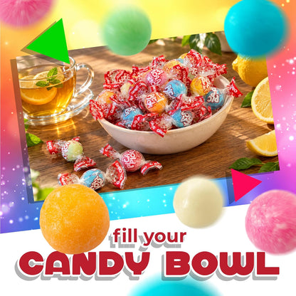 Dextrose Sour Candy Balls with Gummy Filling, Fruit Flavors, 8 Oz Bag
