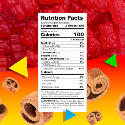 Cinnamon Jelly Bears | 2 Pound Bag | Cinnamon Candy | Gelatin Free JuJu Bears | Retro Sweet and Spicy Gummies | Chewy Candy for Snacking and Holiday Buffets