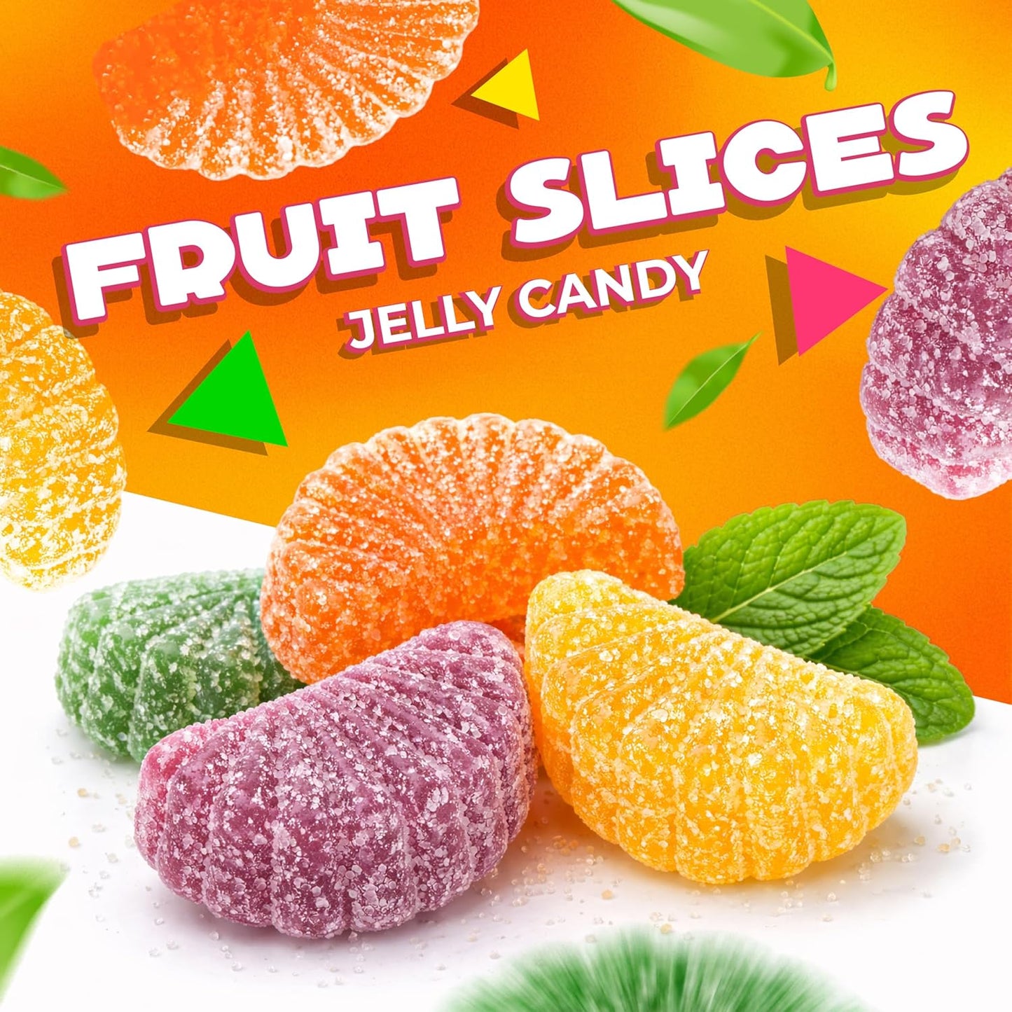 Fruit Slices Jelly Candy | 2 Lb Bag | Dye Free Candy | Tangerine, Orange, Strawberry, Lemon | Naturally Flavored Bulk Chewy Candy for Buffets, Events & Everyday Snacking