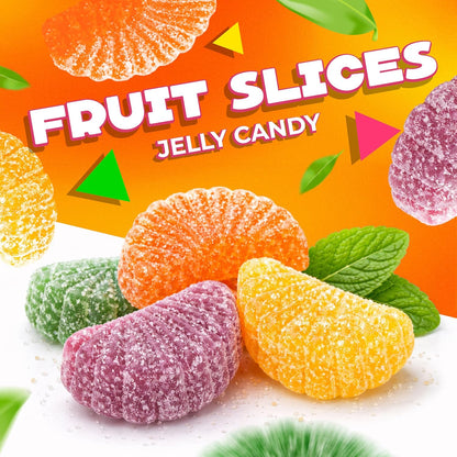 Fruit Slices Jelly Candy | 2 Lb Bag | Dye Free Candy | Tangerine, Orange, Strawberry, Lemon | Naturally Flavored Bulk Chewy Candy for Buffets, Events & Everyday Snacking