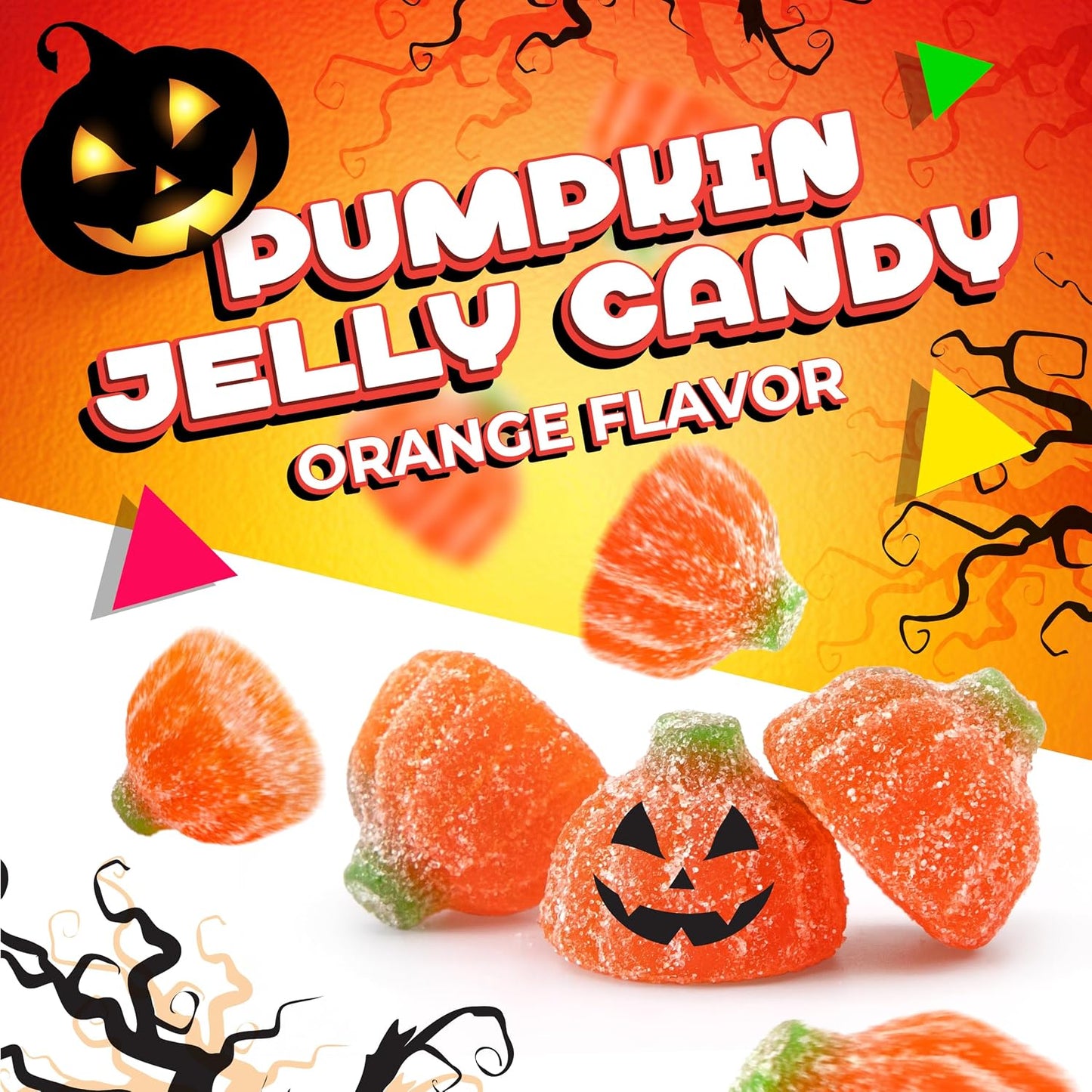Pumpkin Jelly Candy, Orange Flavor, 1 lb Bag