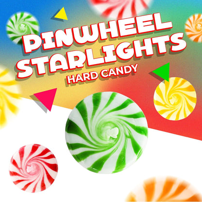 Fruit Starlights | 1 Pound Bag - 75 Count | Hard Candy Individually Wrapped | Assorted Fruit Flavored Pinwheels | Old Fashioned Candy | Orange, Pineapple, Cherry, Lime