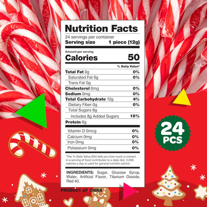 Christmas Candy Canes, Peppermint Flavor, 12 Count - Pack of 2