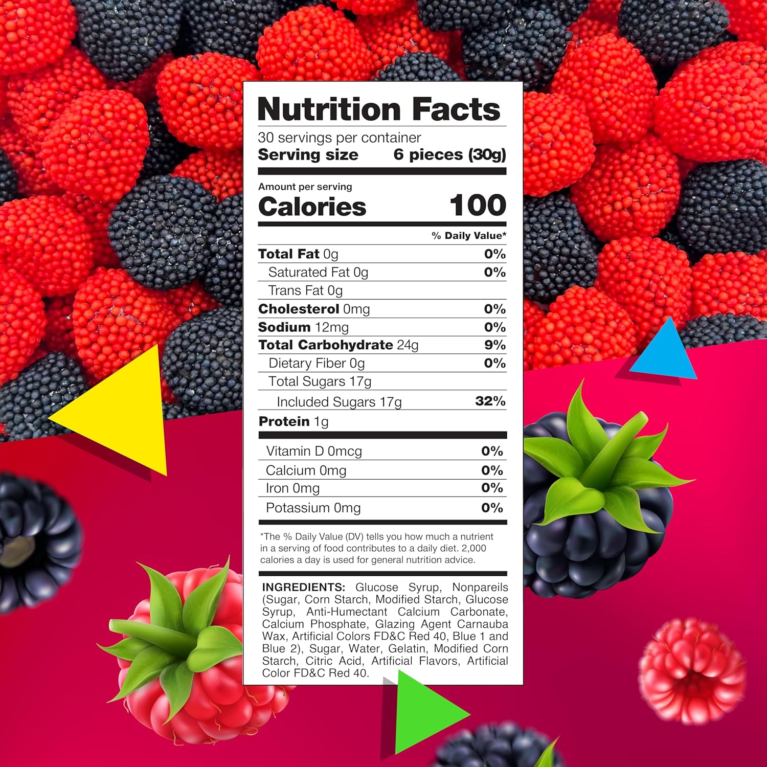 Berries Gummy Candy | 2 Pound Bag | Red and Black Soft Candy Bulk | Raspberry and Blackberry Crunchy Gummies for Dessert Decoration, Gifting & Buffets