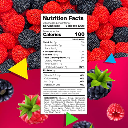 Berries Gummy Candy | 2 Pound Bag | Red and Black Soft Candy Bulk | Raspberry and Blackberry Crunchy Gummies for Dessert Decoration, Gifting & Buffets