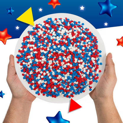 Red White and Blue Sprinkles | 6 Ounce Bag | Patriotic Stars Sprinkles for 4th of July Desserts, Cupcakes, Ice Cream, Cookies, and Independence Day Decorations