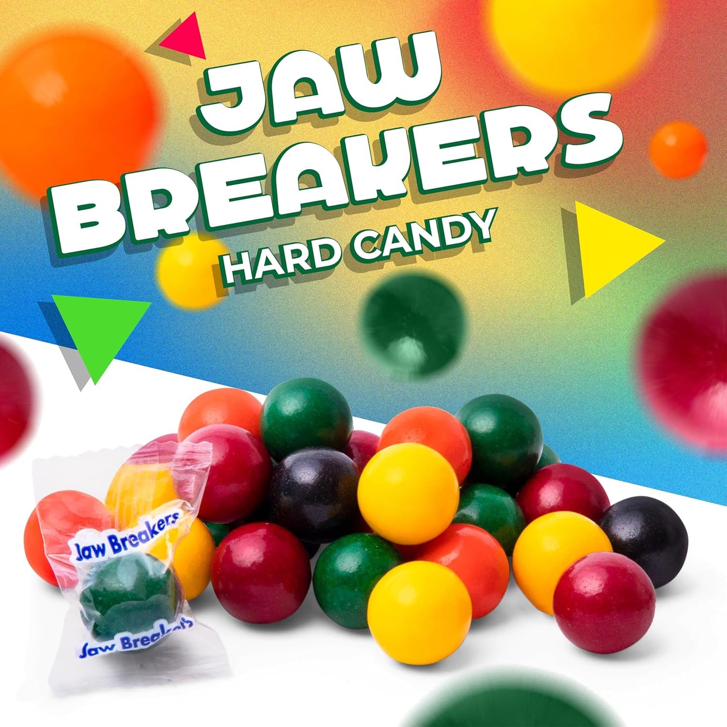 Jawbreakers Hard Candy | 1 Pound Bag - Approx. 75 Count | Fruit Flavored Assortment
