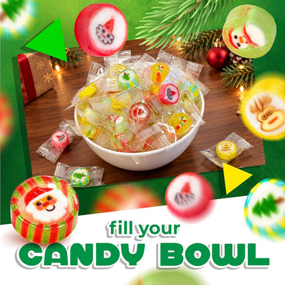 Christmas Hard Candy, Cut Rock Candy Assortment, Fruit Flavors, 1 Lb Bag