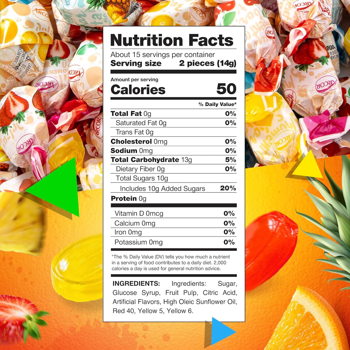 Arcor Fruit Filled Hard Candy Individually Wrapped, 1 Lb Bag