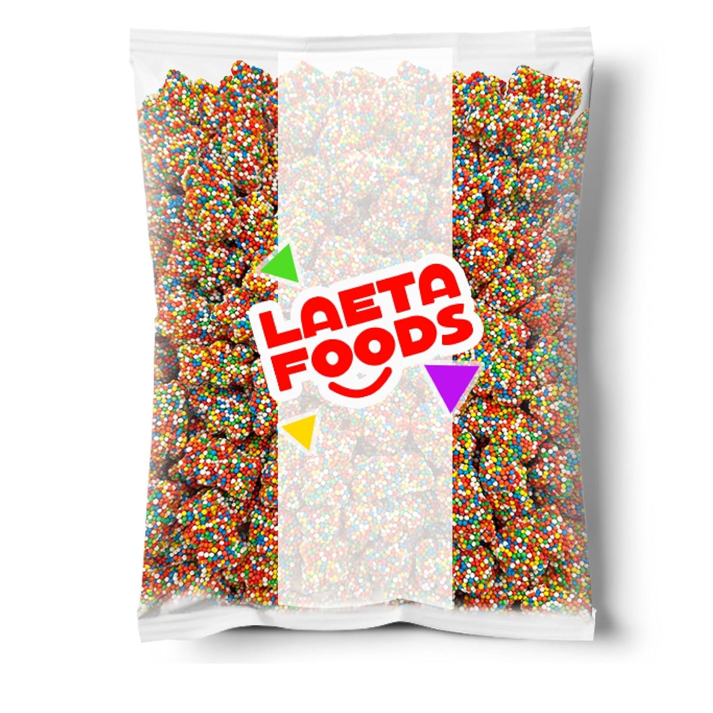 Rainbow Nonpareils Bears Gummy Candy | 2 Pound Bag | Soft and Crunchy Snack