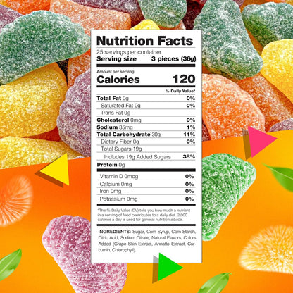 Fruit Slices Jelly Candy | 2 Lb Bag | Dye Free Candy | Tangerine, Orange, Strawberry, Lemon | Naturally Flavored Bulk Chewy Candy for Buffets, Events & Everyday Snacking