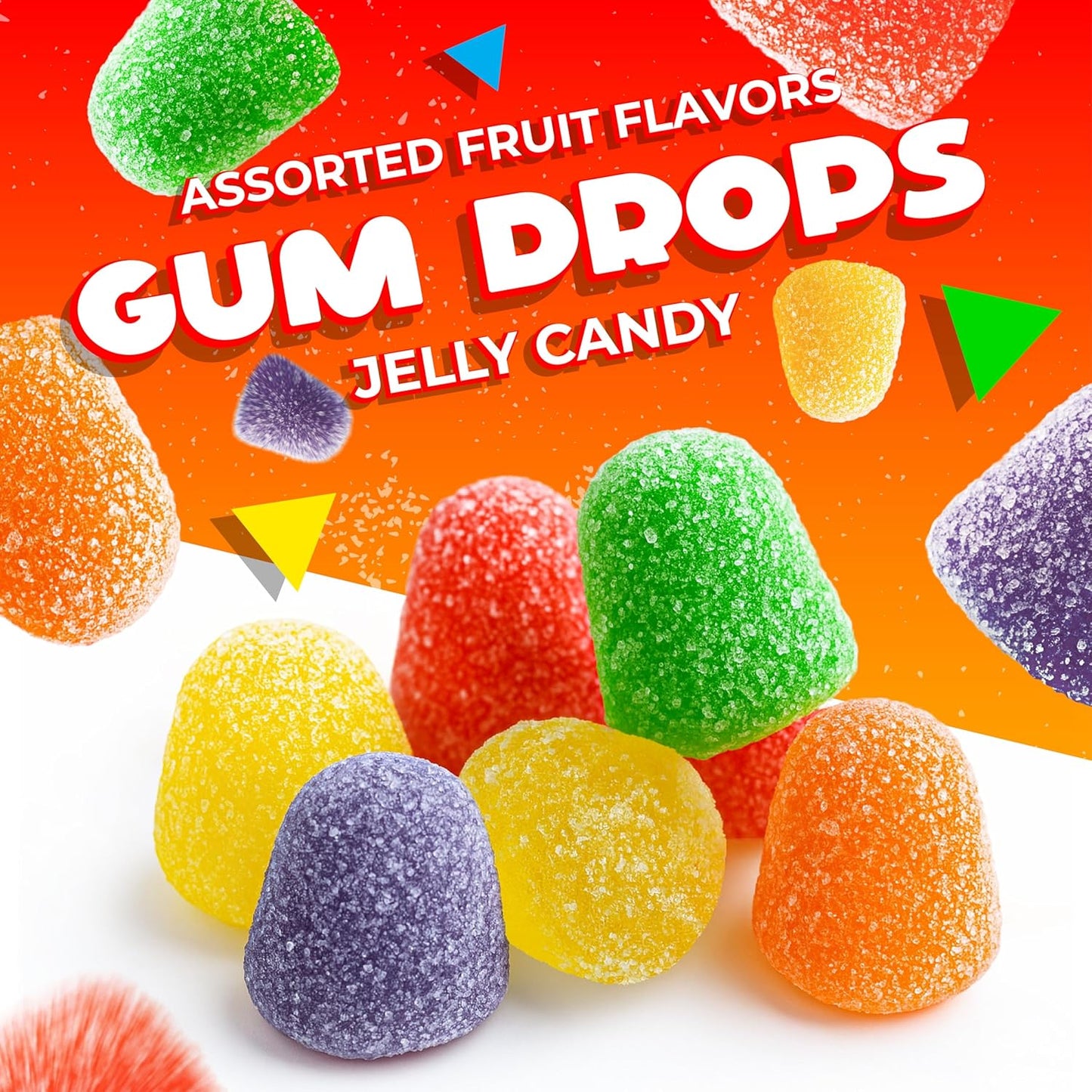 Gum Drops Jelly Candy | 1 Lb Bag | Assorted Fruit Flavors | Nostalgic Candy | Chewy Gumdrops in Strawberry, Orange, Grape, Lime & Pineapple | Old Fashioned Jellies