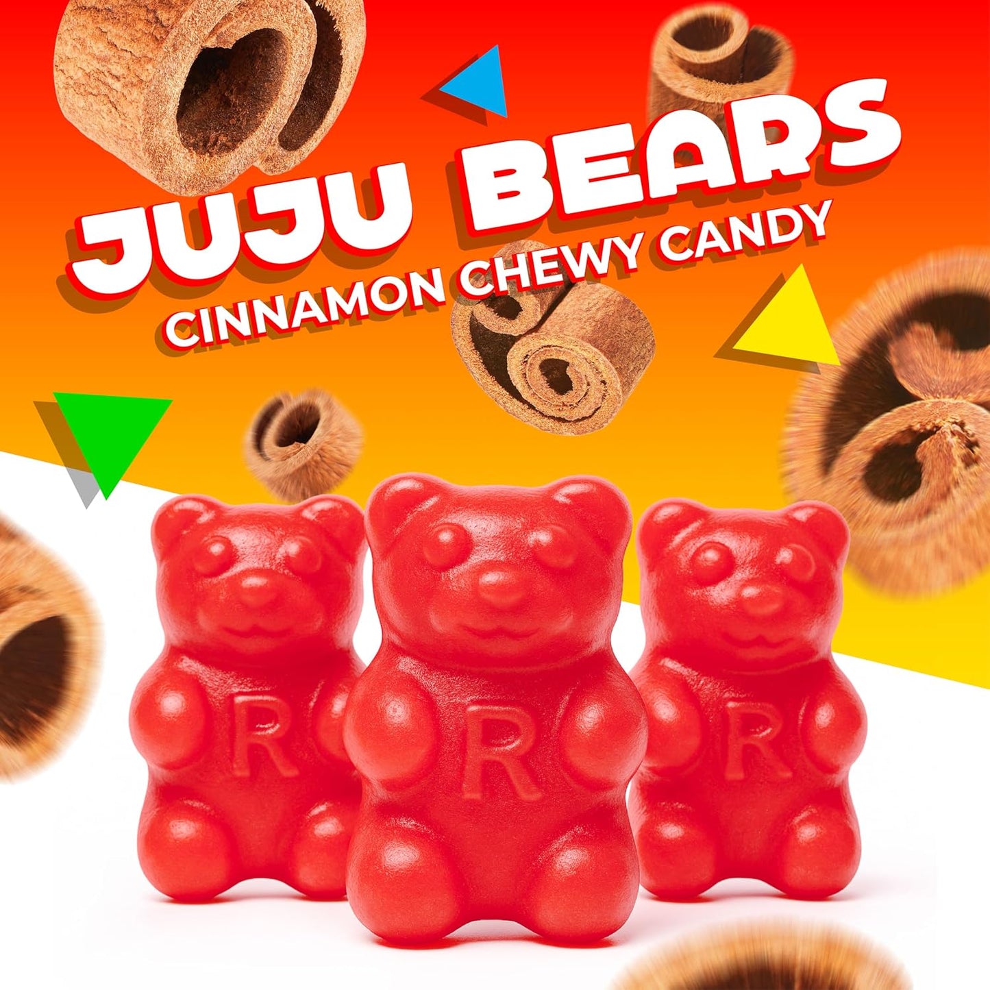 Cinnamon Jelly Bears | 2 Pound Bag | Cinnamon Candy | Gelatin Free JuJu Bears | Retro Sweet and Spicy Gummies | Chewy Candy for Snacking and Holiday Buffets