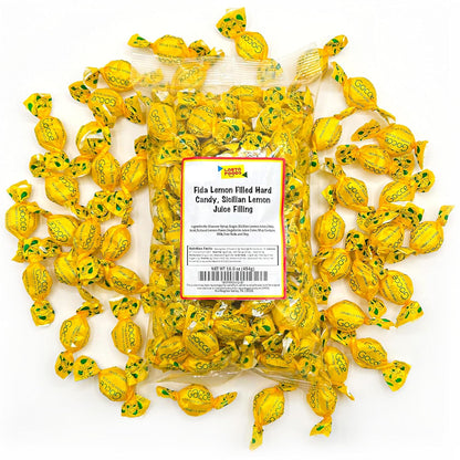 Italian Lemon Candy from Italy | 1 Pound Bag | Approx. 75 Count | Gocce Limoni Di Sicilia | Individually Wrapped Filled Lemon Drops Hard Candy | Citrus Candies