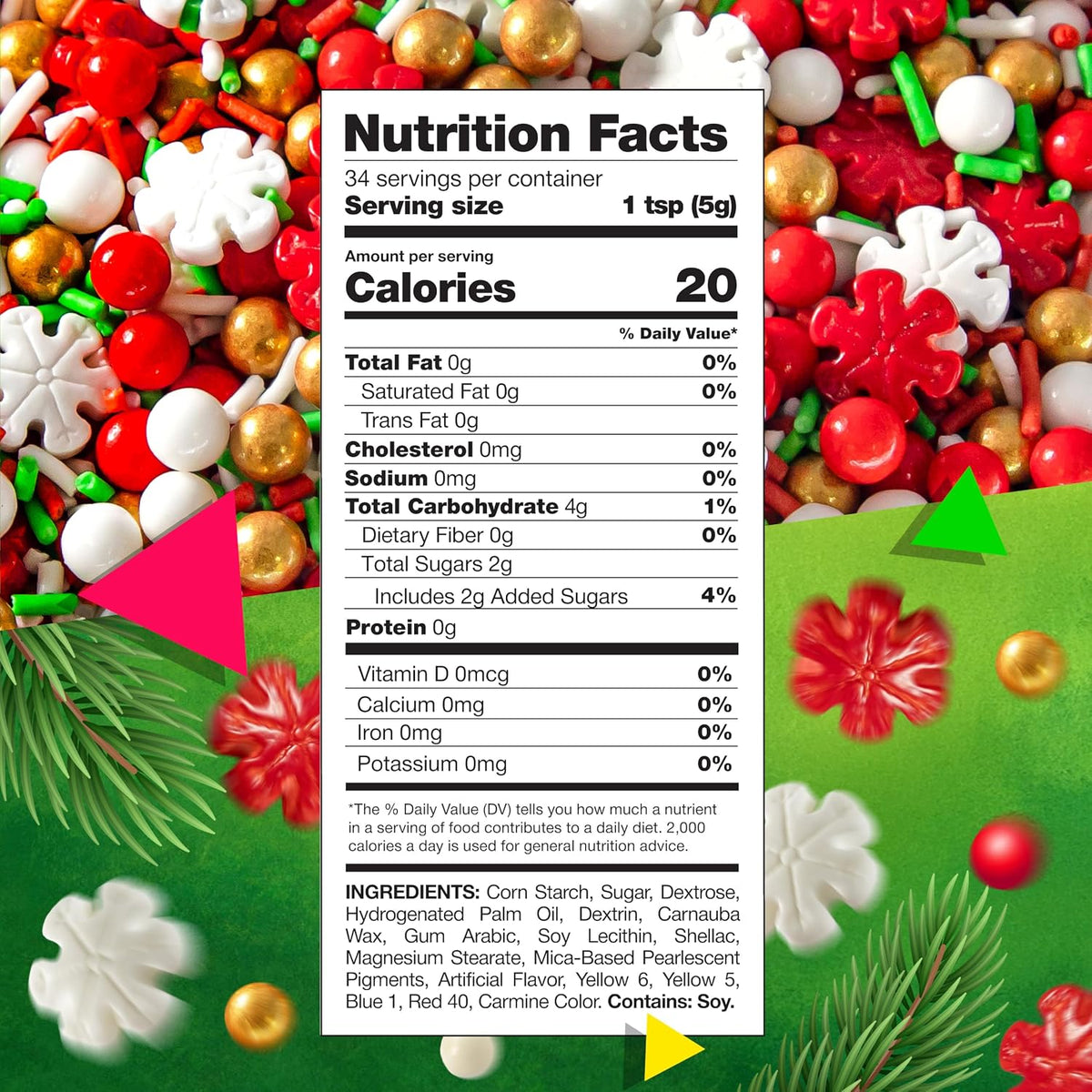 Sprinkles Mix Christmas, Sprinkles for Cake Decorating, 6 Oz Bag