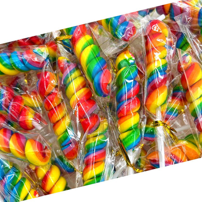 Rainbow Swirl Lollipops | 30 Count Jar | Rainbow Lollipops Individually Wrapped | Twisty Suckers Party Favors | Tutti-Frutti Party Candy for Buffets and Gifting